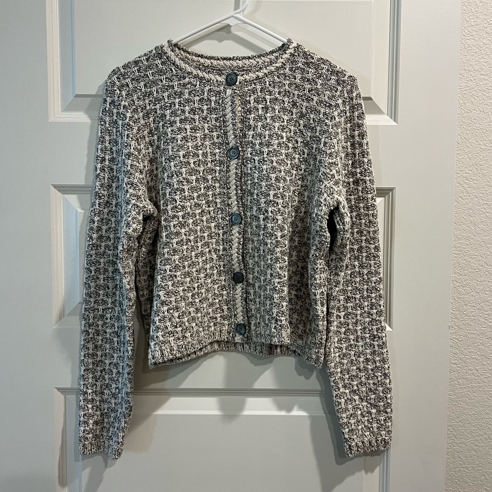 JCrew Black and White Button-Up Sweater